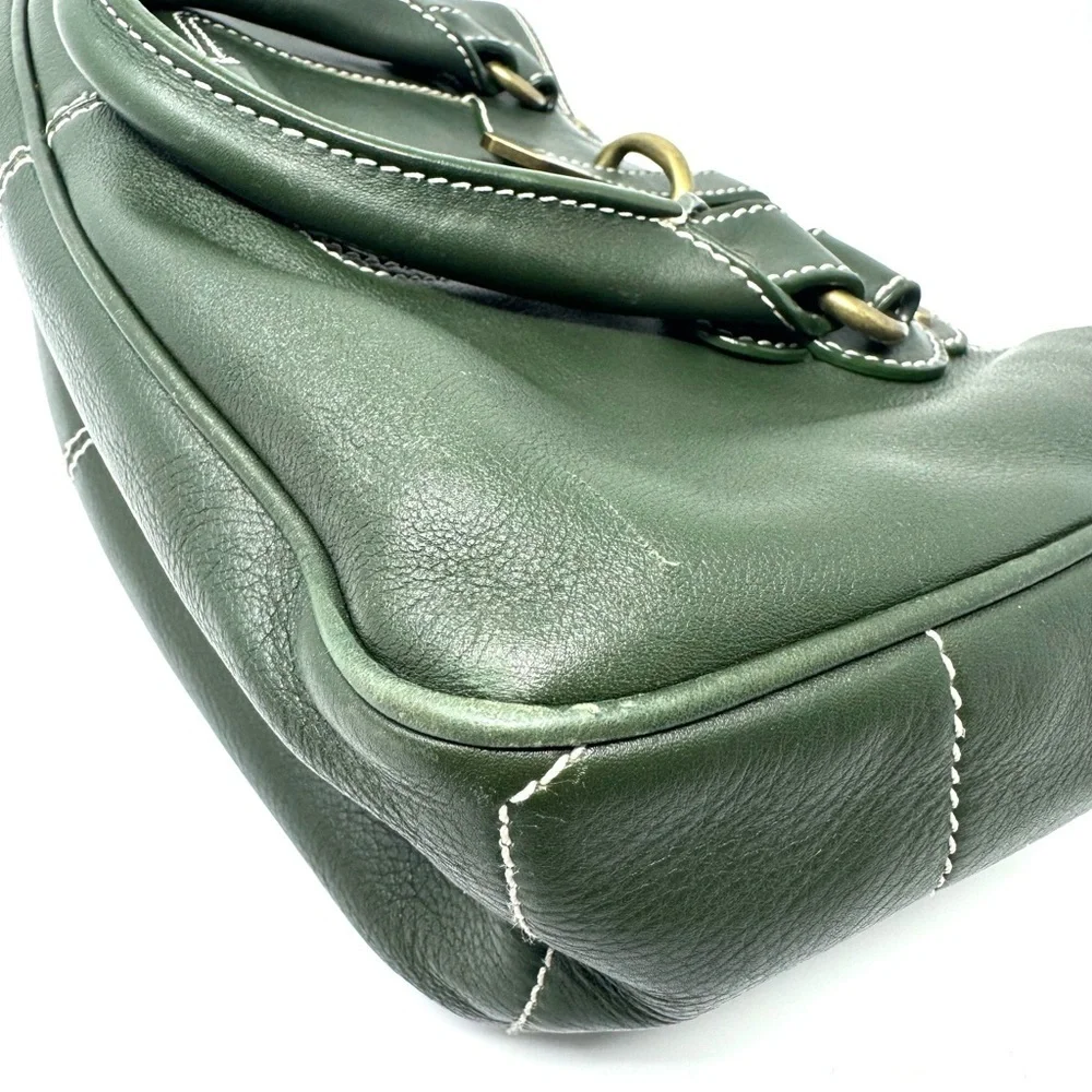 Celine Boogie Bag Vintage Green Leather Top Handle Handbag